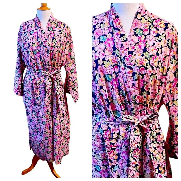 NWT Floral Mahogany Pink Robe - Large - Picture 1 of 9
